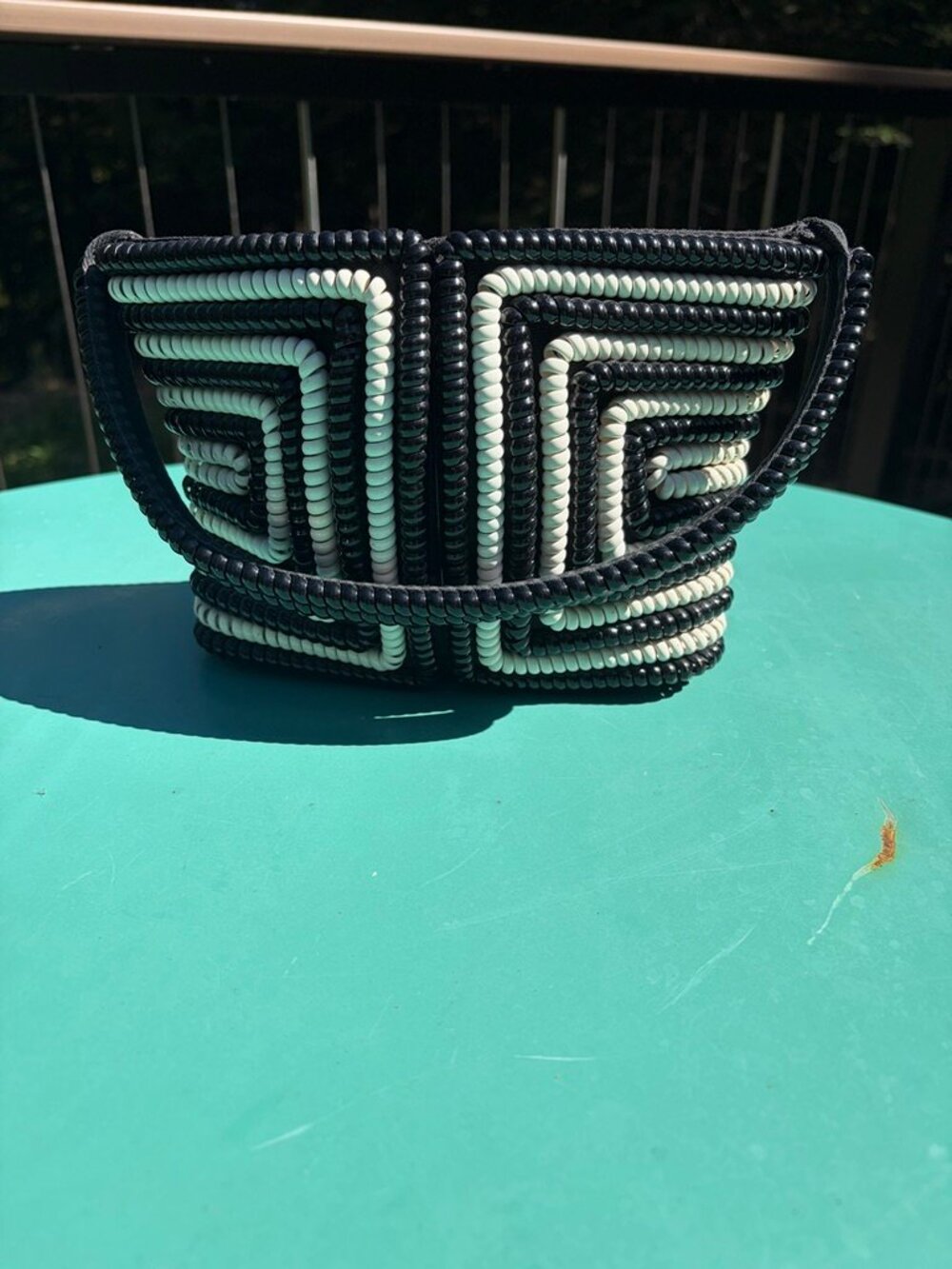 1940s Telephone Cord Purse, Black & White